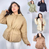 w31-565 Куртка женская дутая с пояском и нашитыми карманами, стандарт, 1 шт