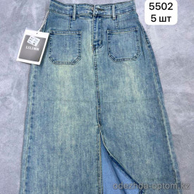 j3-5502-1 Юбка женская джинсовая с разрезом, S-XL, 1 пачка (5 шт)
