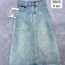 j3-5503 Юбка женская джинсовая французской длины, S-XL, 1 пачка (5 шт)