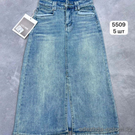 j3-5509 Юбка женская джинсовая с разрезом, S-XL, 1 пачка (5 шт)