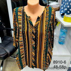 W7-8910-6 Рубашка женская с орнаментом, большие размеры, 1 шт