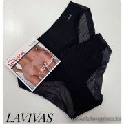 b4-10210 Трусики женские эластичные однотонные, L-2XL, 1 пачка (12 шт)