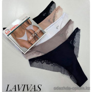 b4-10228 Трусики женские эластичные однотонные, M-XL, 1 пачка (12 шт)