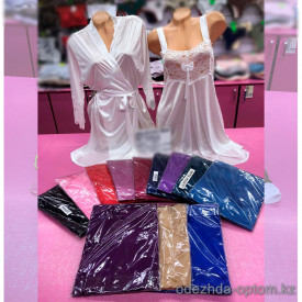 b6-8706 Комплект двойка: халат и сорочка, атлас, стандарт (44-48), 1 шт