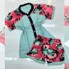 e1-5073 Комплект женской пижамы: кофта и шорты с орнаментом, хлопок, S-XL, 1 пачка (4 шт)