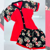 e1-5074 Комплект женской пижамы: кофта и шорты с орнаментом, хлопок, S-XL, 1 пачка (4 шт)