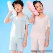 b15-639 Комплект детской и подростковой бесшовной пижамы: футболка и шорты, 80-170, 1 пачка (5 шт)