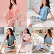 b15-1178 Комплект женской пижамы: футболка с поролоном и бриджи, M-2XL, 1 пачка (4 шт)