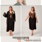 b15-3824-1 Комплект шелковой для крупных дам: халат и сорочка, 2XL-4XL, 1 пачка (3 шт)