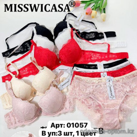 b6-01057 Miss Wicasa Комплект нижнего белья: бюстгальтер и трусики, чашка B, 1 пачка (3 шт) b6-01057 Miss Wicasa Комплект нижнего белья: бюстгальтер и трусики, чашка B, 1 пачка (3 шт)
