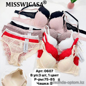 b6-0607 Miss Wicasa Комплект нижнего белья: бюстгальтер и трусики, чашка B, 1 пачка (3 шт) b6-0607 Miss Wicasa Комплект нижнего белья: бюстгальтер и трусики, чашка B, 1 пачка (3 шт)