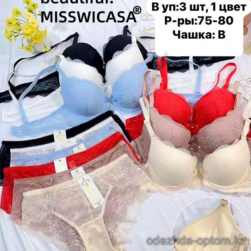 b6-0886 Miss Wicasa Комплект кружевного нижнего белья: бюстгальтер и трусики, чашка B, 1 пачка (3 шт) b6-0886 Miss Wicasa Комплект кружевного нижнего белья: бюстгальтер и трусики, чашка B, 1 пачка (3 шт)