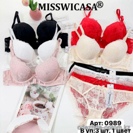 b6-0989 Miss Wicasa Комплект нижнего белья: бюстгальтер и трусики, чашка C, 1 пачка (3 шт)
