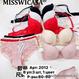 b6-2012-1 Miss Wicasa Комплект нижнего белья: бюстгальтер и трусики, чашка C, 1 пачка (3 шт)