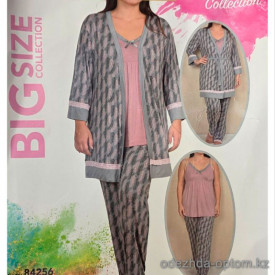 b4-84256 Nicoletta Комплект женской пижамы 3в1: халат, майка и штаны, большие размеры, XL-4XL, 1 пачка (4 шт)