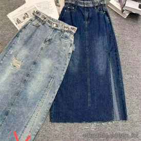 j3-0624 Юбка женская джинсовая с разрезом, S-XL, 1 пачка (4 шт)
