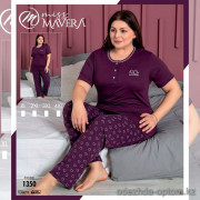 e1-1350 MISS MAVERA Пижама женская: футболка и штаны, хлопок, большие размеры XL-4XL, 1 пачка (4 шт)