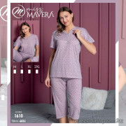 e1-1610-2 MISS MAVERA Комплект женской домашней одежды: кофта и капри, хлопок, большие размеры XL-4XL, 1 пачка (4 шт)