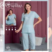 e1-1614-1 MISS MAVERA Комплект женской доашней одежды: кофта и капри, хлопок, большие размеры XL-4XL, 1 пачка (4 шт)