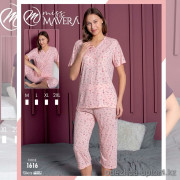 e1-1616-3 MISS MAVERA Комплект женской домашней одежды: кофта и капри, хлопок, большие размеры XL-4XL, 1 пачка (4 шт)