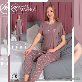 e1-2192 MISS MAVERA Пижама женская: футболка и штаны, хлопок, S-XL, 1 пачка (4 шт)