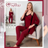 e1-8088 MISS MAVERA Комплект женской пижамы 3в1: халат, майка и штаны, хлопок, M-XXL, 1 пачка (4 шт)