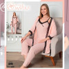 e1-8090 MISS MAVERA Комплект женской пижамы 3в1: халат, майка и штаны, хлопок, M-XXL, 1 пачка (4 шт)