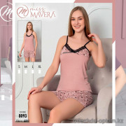e1-8093 MISS MAVERA Комплект женской пижамы 2в1: майка и шорты, хлопок, S-XL, 1 пачка (4 шт)