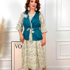 w14-1300-2 Платье женское с принтом в комплекте с жилеткой, шифон, большие размеры, 1 шт