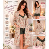 b4-91134 Nicoletta Комплект женский для сна 3в1: халат, майка и шорты, S-XL, 1 пачка (4 шт)