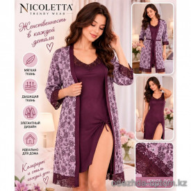 b4-91162 Nicoletta Комплект женской одежды для сна: халат и сорочка, S-XL, 1 пачка (4 шт)