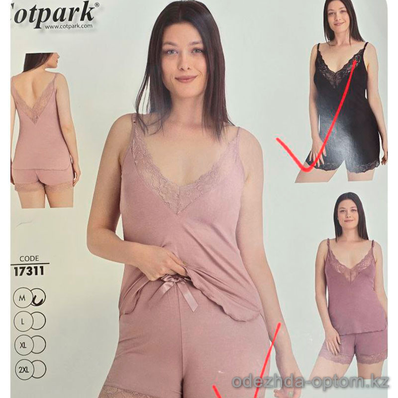 b4-17311 Cotpark Комплект женской пижамы: майка и шорты, M-2XL, 1 пачка (4 шт) b4-17311 Cotpark Комплект женской пижамы: майка и шорты, M-2XL, 1 пачка (4 шт)