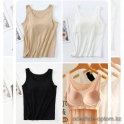 b4-785 Майка женская с чашечками на тонком поролоне, L-2XL, 1 пачка (6 шт)