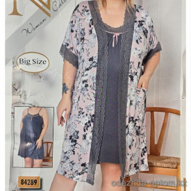 b4-84289 Nicoletta Сорочка женская в комплекте с халатом, большие размеры, 2XL-5XL, 1 пачка (4 шт)