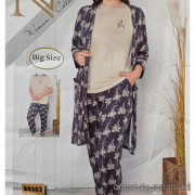 b4-84303 Nicoletta Комплект женской пижамы 3в1: халат, футболка и штаны, большие размеры, 2XL-5XL, 1 пачка (4 шт)