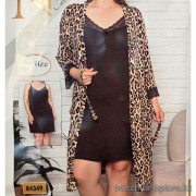 b4-84349 Nicoletta Сорочка женская в комплекте с халатом, большие размеры, 2XL-5XL, 1 пачка (4 шт)