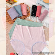 b8-876 Трусики женские высокие в горошек, 56-58, лапша, 1 пачка (10 шт)