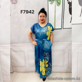 w7-F7942 Платье женское с принтом длинное, большие размеры, 1 шт