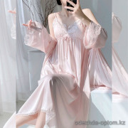 b15-2683 Комплект женской шелковой одежды для сна: халат и сорочка, M-XL, 1 пачка (3 шт)