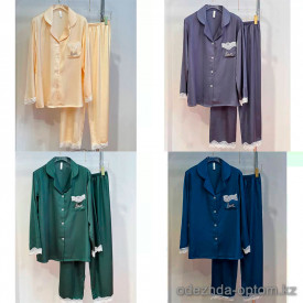 b15-7718-1 Комплект женской шелковой одежды для сна: рубашка и штаны, M-XL, 1 пачка (3 шт)