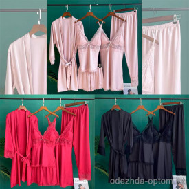 b15-9202 Комплект женской шелковой одежды для сна 5в1, M-XL, 1 пачка (3 шт) b15-9202 Комплект женской шелковой одежды для сна 5в1, M-XL, 1 пачка (3 шт)