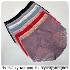 b4-957 Трусики женские кружевные, 2XL-3XL, 1 пачка (6 шт)