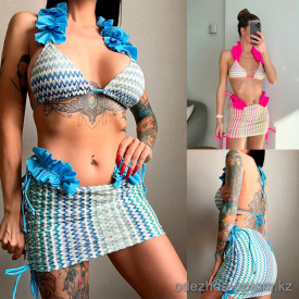 b15-03478 Купальник женский раздельный в комплекте с юбкой, S-L, 1 пачка (3 шт)