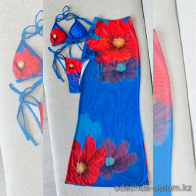 b15-77 Купальник женский слитный в комплекте с юбкой, S-L, 1 пачка (3 шт)