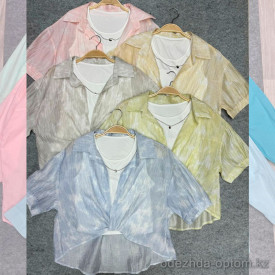 w25-3021 Рубашка женская с орнаментом в комплекте с майкой, стандарт, 1 шт