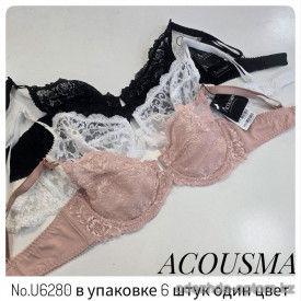 b4-U6280 Acousma Бюстгальтер кружевной на косточках без поролона, 1 пачка (6 шт)
