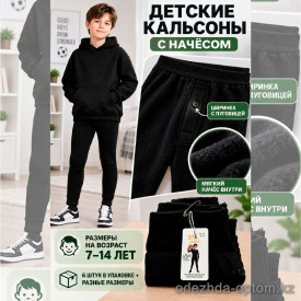 k2-AL-53 Кальсоны детские и подростковые на мальчика с тонким начесом, 7-14 лет, 1 пачка (6 шт)