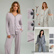 d7-3724 Комплект женской пижамы: рубашка и штаны, стандарт (44-50), 1 пачка (3 шт)