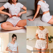 b13-0504-1 Комплект женской пижамы: топ и шорты, размер M, 1 пачка (3 шт)