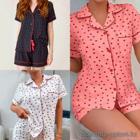 b13-0927 Комплект женской пижамы: рубашка и шорты, размер M, 1 пачка (3 шт) b13-0927 Комплект женской пижамы: рубашка и шорты, размер M, 1 пачка (3 шт)